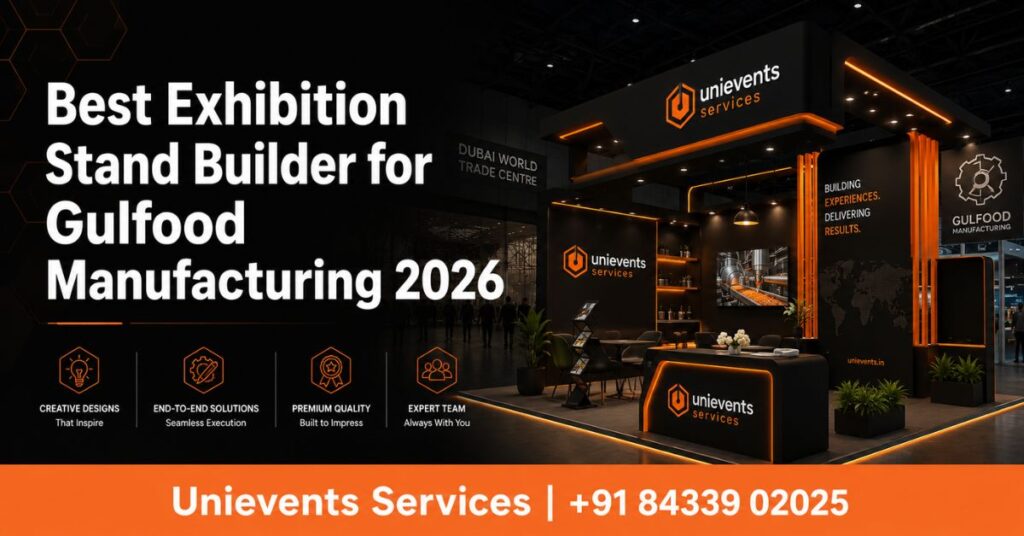 Best exhibition stand builder for Gulfood Manufacturing 2026 Dubai — Unievents Services India