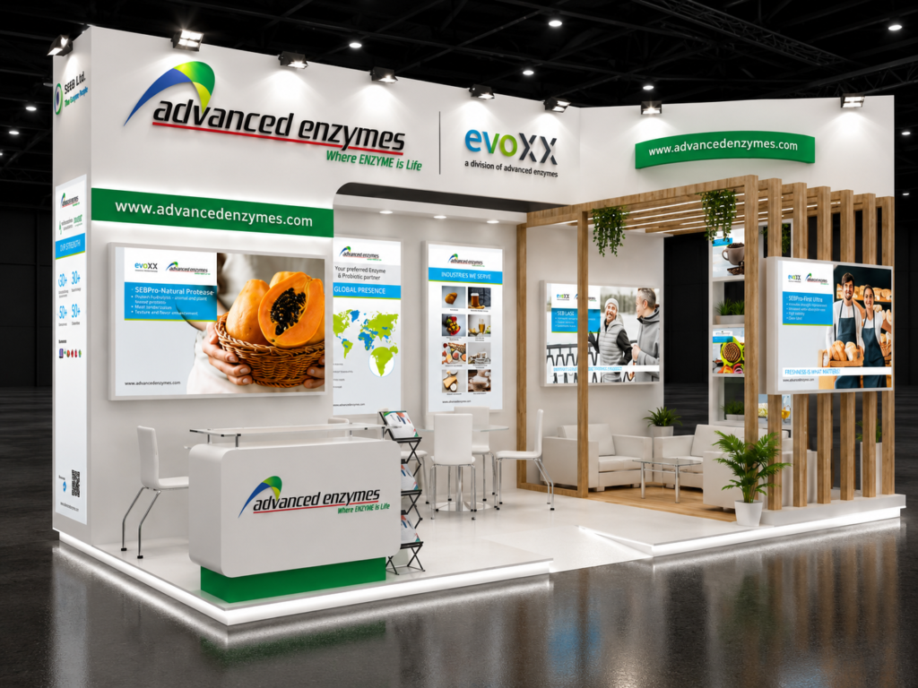 Exhibition stand builder for Fi Europe by ADVANCED ENZYMES by Unievents Services Pvt Ltd