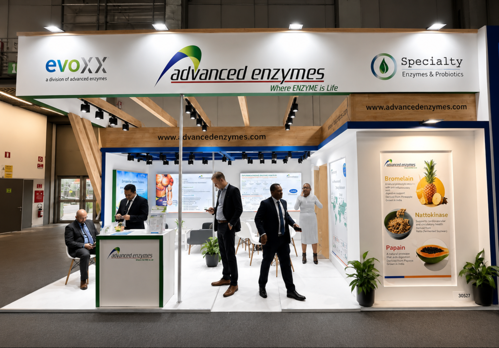 Exhibition stall design for CPHI Milan 2024 by ADVANCED ENZYMES by Unievents Services Pvt Ltd