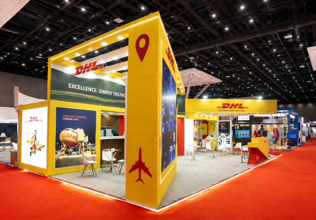 Exhibition booth design for Air Cargo India by DHL by Unievents Services Pvt Ltd