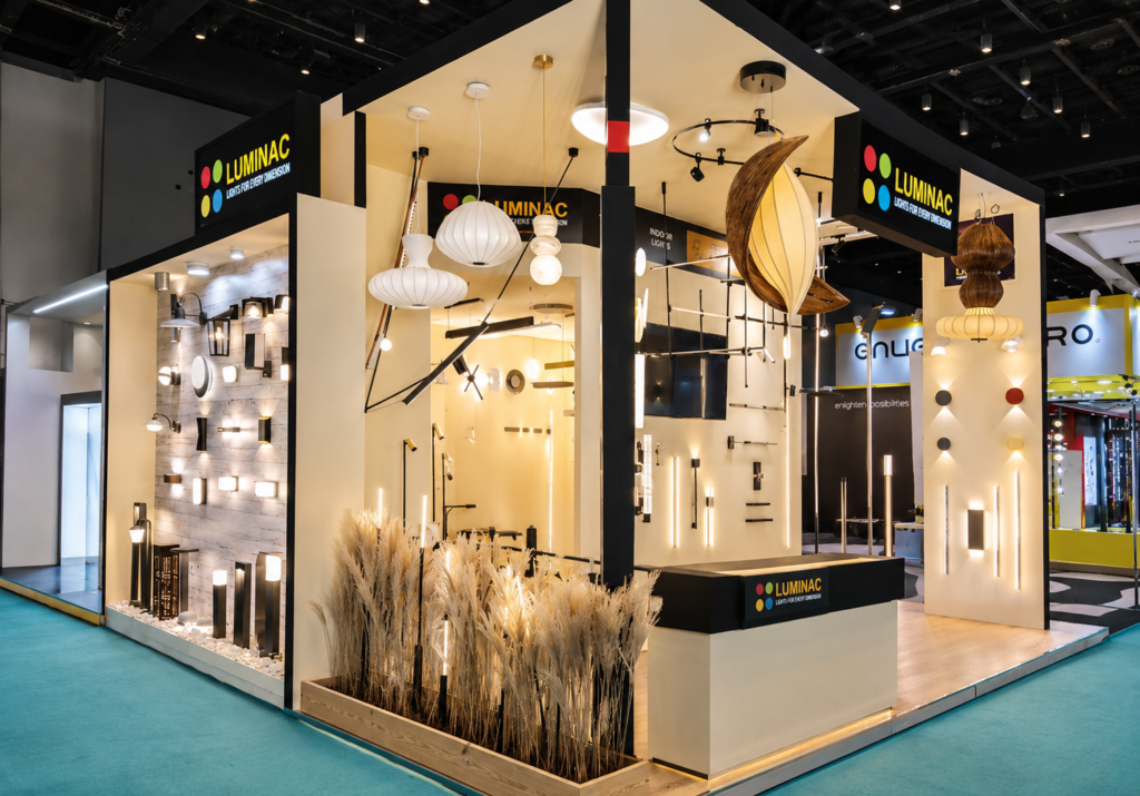 Exhibition booth design for LED Expo by GREEN SURFER VANTRA LIGHTS by Unievents Services Pvt Ltd