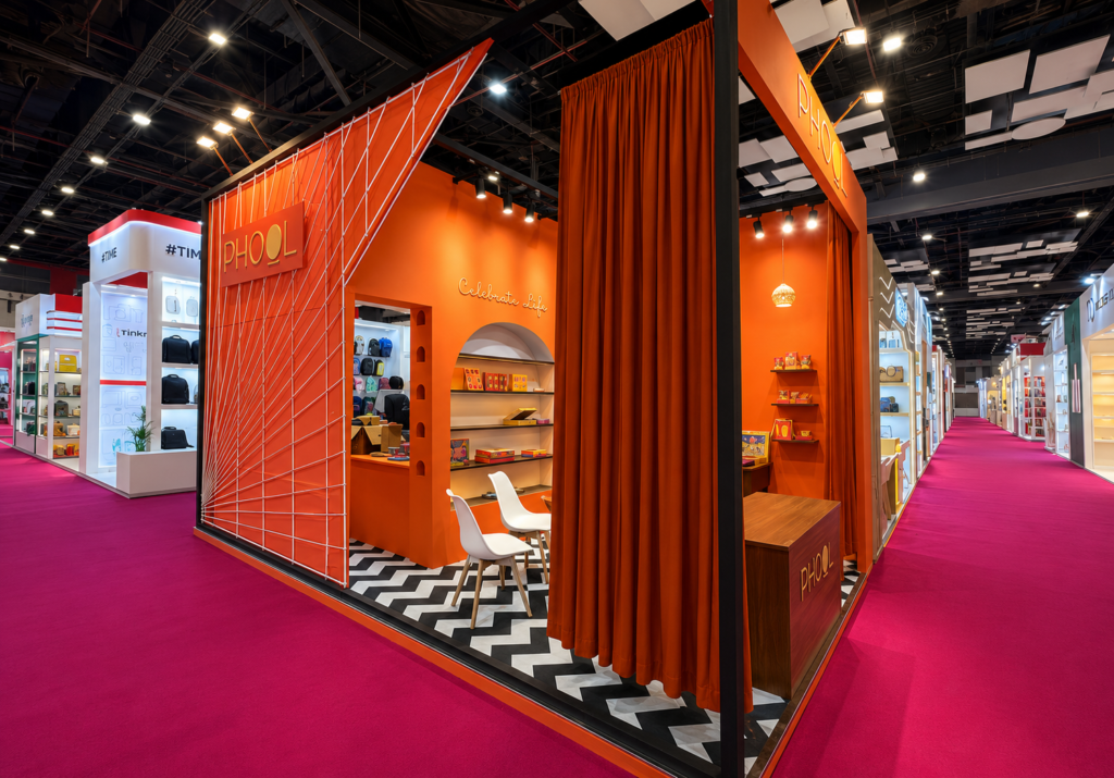 Booth design and fabrication for Gift World by PHOOL by Unievents Services Pvt Ltd