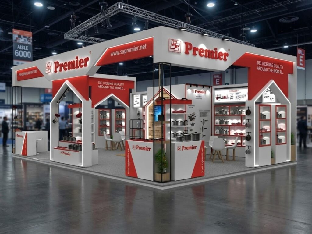 Exhibition stall design for INDIAN HOUSEWARE SHOW 2025 by PREMIER by Unievents Services Pvt Ltd