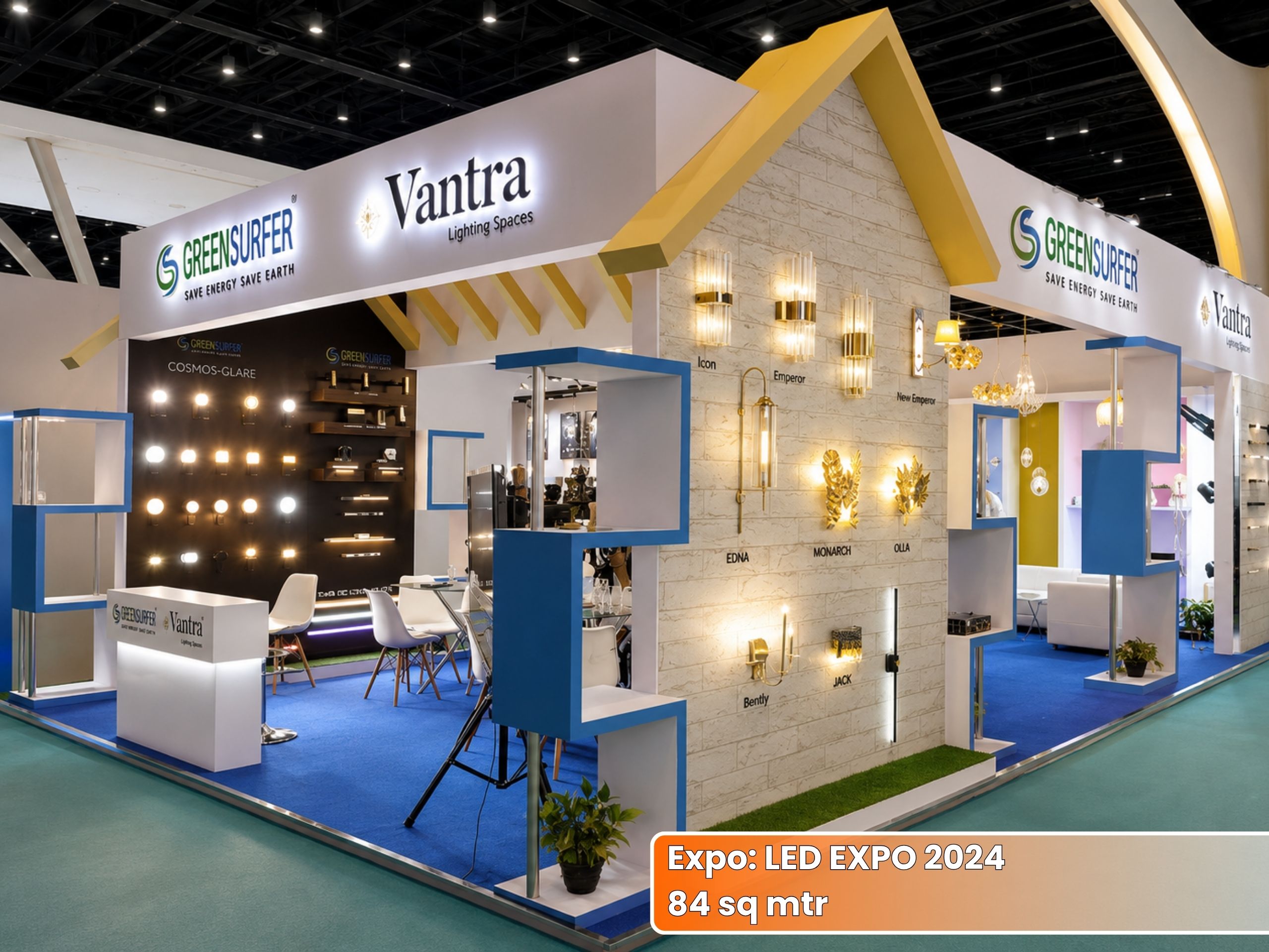 GREEN SURFER VANTRA LIGHTS LED EXPO Exhibition Stall | Unievents Services