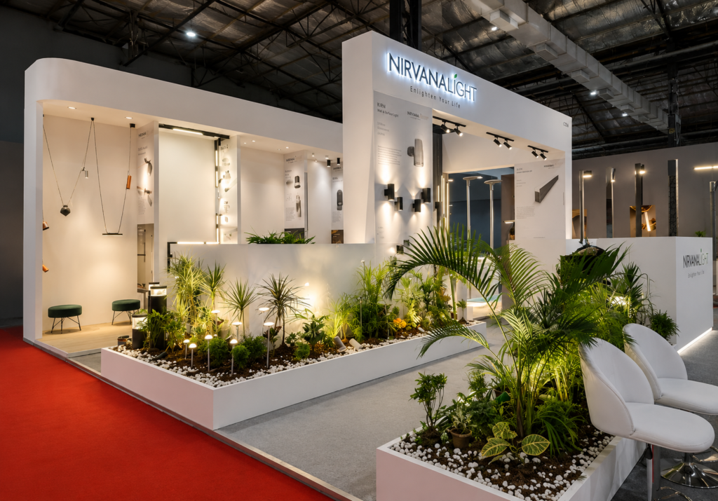 Exhibition booth design for Ace Tech by NIRVANA LIGHT by Unievents Services Pvt Ltd