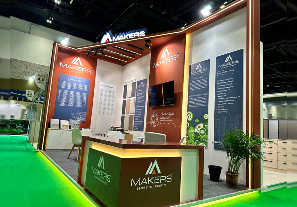 Custom exhibition stand for Dubai Wood Show by MAKERS by Unievents Services Pvt Ltd