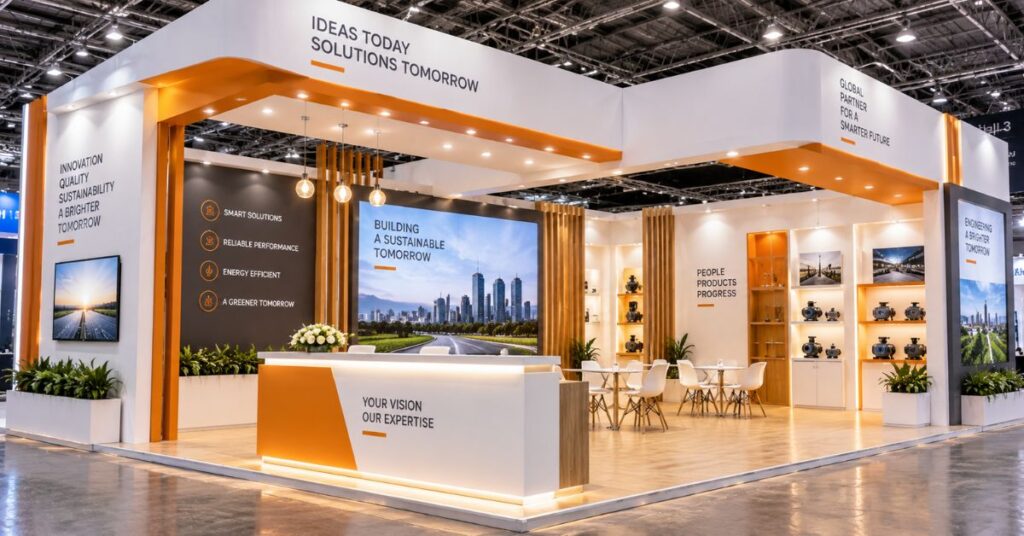 Exhibition stall fabricator comparing custom and modular stall designs