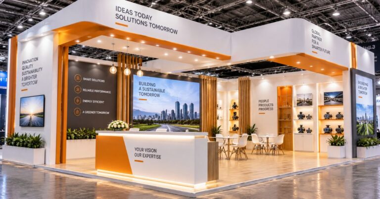 Exhibition stall fabricator comparing custom and modular stall designs