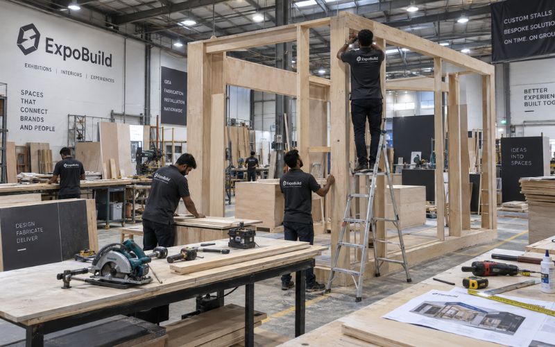 Custom exhibition stall built by an exhibition stall fabricator