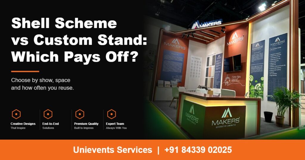 Shell scheme vs custom exhibition stand - which pays off, by Unievents