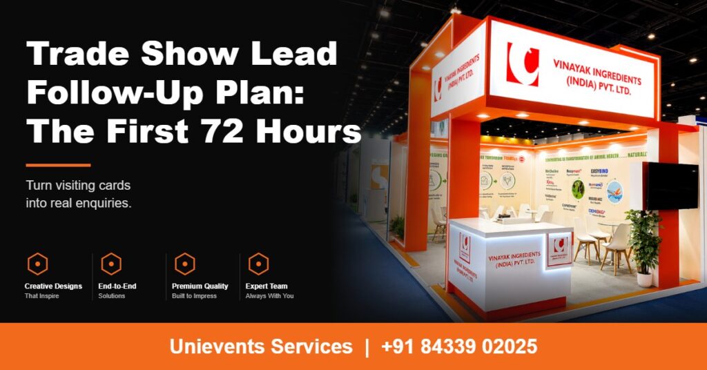 Trade show lead follow-up plan for the first 72 hours, by Unievents